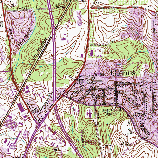 Topographic Map of Hobbs Church, GA