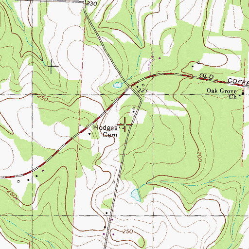 Topographic Map of Hodges Cemetery, GA
