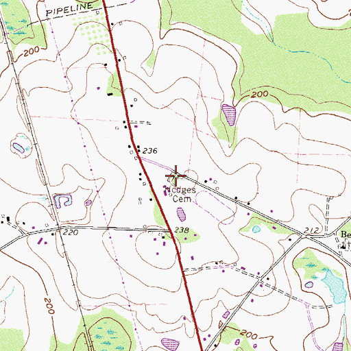 Topographic Map of Hodges Cemetery, GA