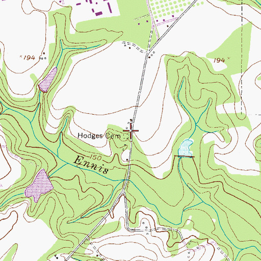 Topographic Map of Hodges Cemetery, GA
