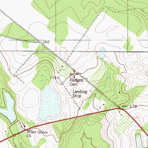 Topographic Map of Hodges Cemetery, GA