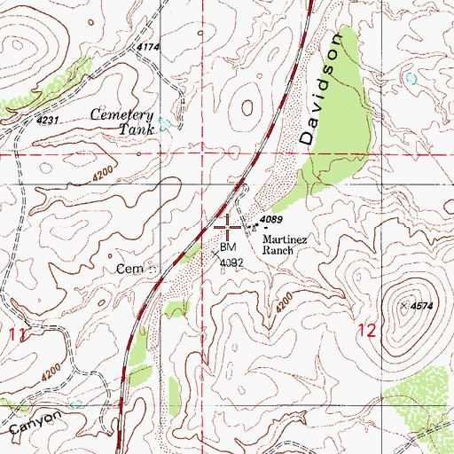 Topographic Map of Martinez Ranch, AZ
