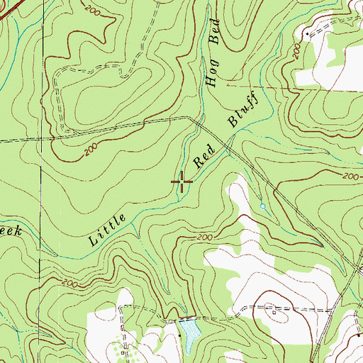 Topographic Map of Hog Bed Branch, GA