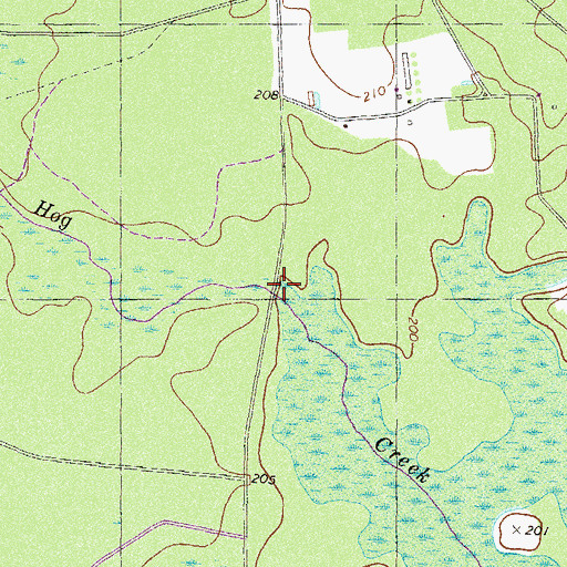 Topographic Map of Hog Creek, GA