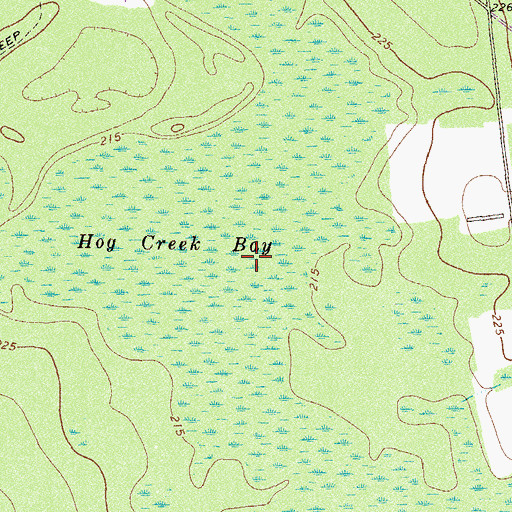 Topographic Map of Hog Creek Bay, GA