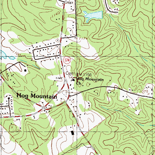 Topographic Map of Hamilton Mill Baptist Church, GA