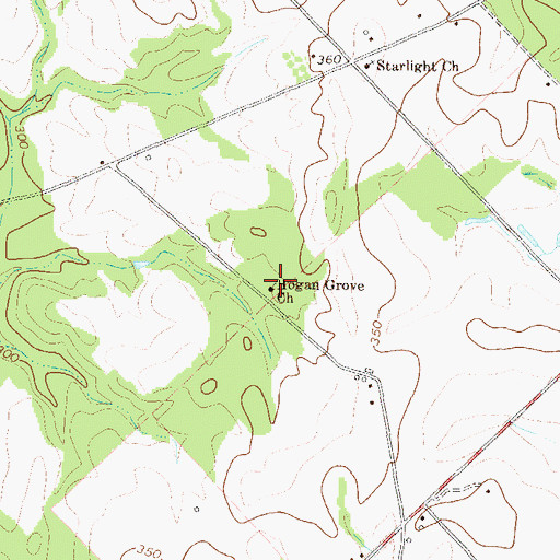 Topographic Map of Hogan Grove Church, GA