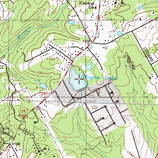 Topographic Map of Hogan Lake, GA