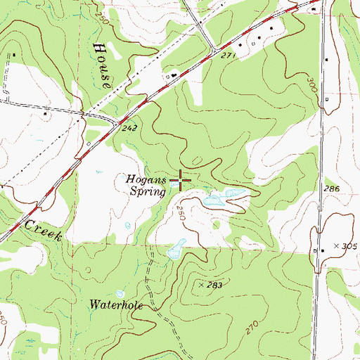 Topographic Map of Hogans Spring, GA