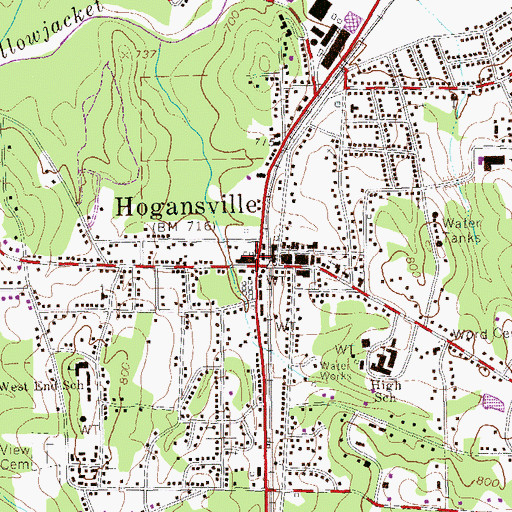 Topographic Map of Hogansville, GA