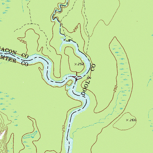 Topographic Map of Hogcrawl Creek, GA