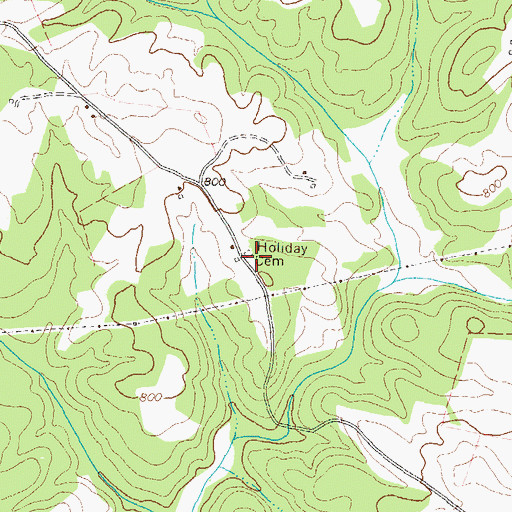 Topographic Map of Holiday Cemetery, GA
