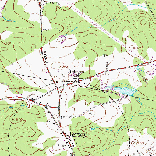 Topographic Map of Holiness Church, GA
