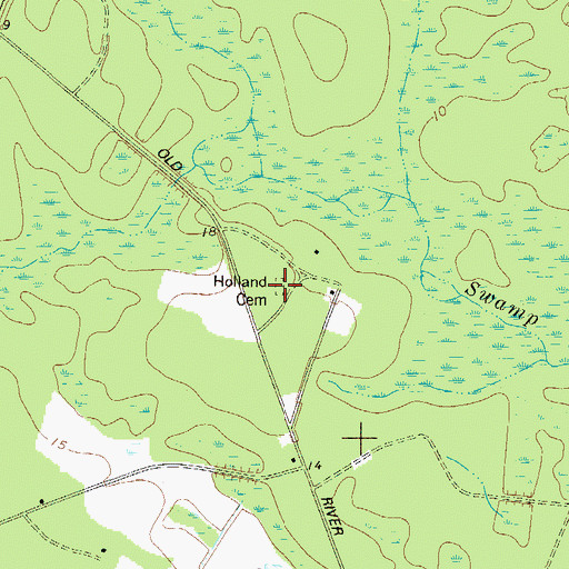 Topographic Map of Holland Cemetery, GA