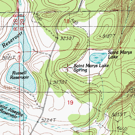 Topographic Map of Saint Marys Lake Spring, AZ