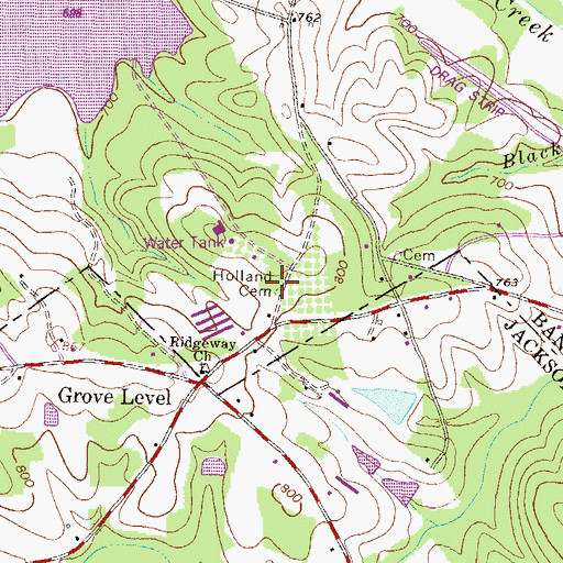 Topographic Map of Holland Cemetery, GA