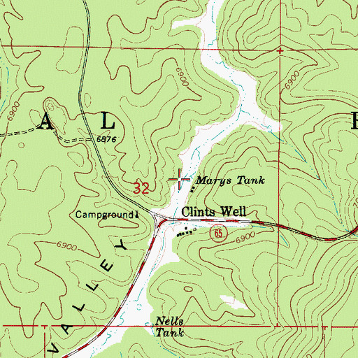 Topographic Map of Marys Tank, AZ