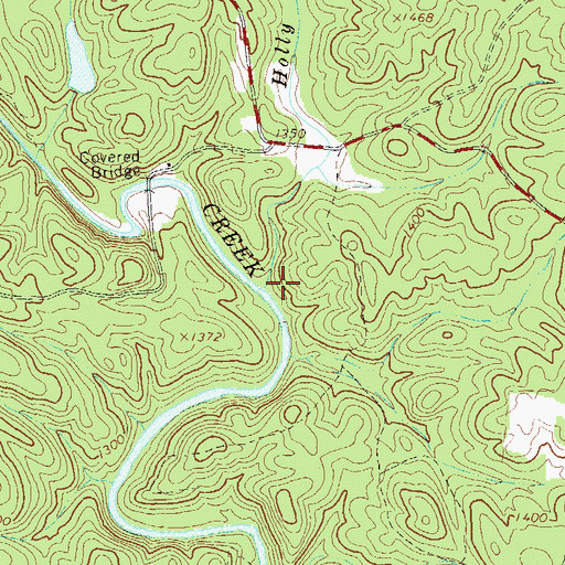 Topographic Map of Holly Creek, GA