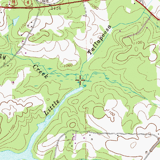 Topographic Map of Holly Creek, GA
