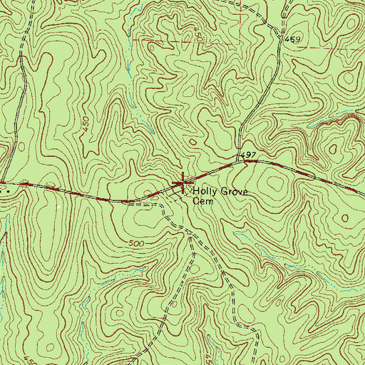 Topographic Map of Holly Grove Cemetery, GA