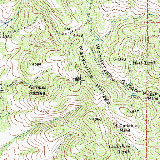Topographic Map of Marysville Hill, AZ