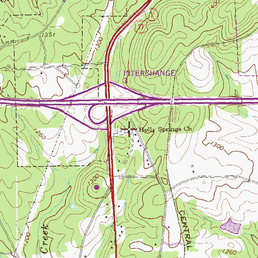 Topographic Map of Holly Springs Church, GA