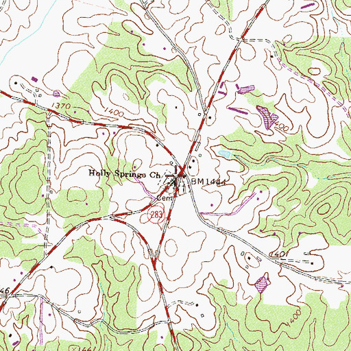 Topographic Map of Holly Springs Church, GA