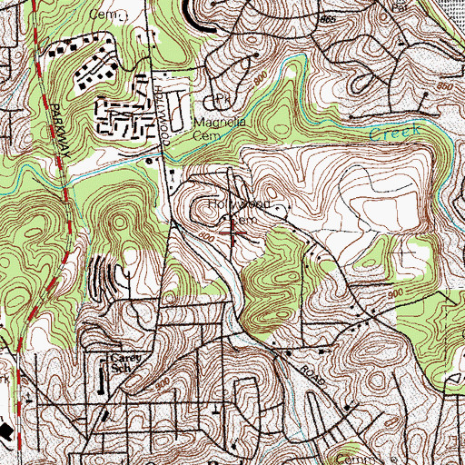 Topographic Map of Hollywood Cemetery, GA
