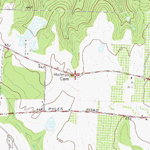 Topographic Map of Holmes Cemetery, GA