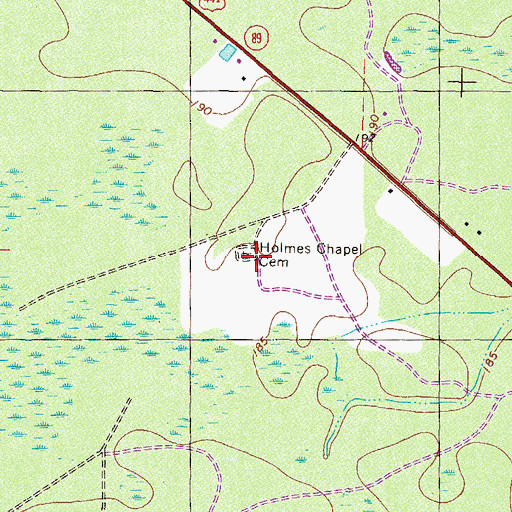 Topographic Map of Holmes Chapel, GA