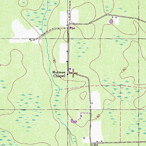 Topographic Map of Holmes Chapel, GA
