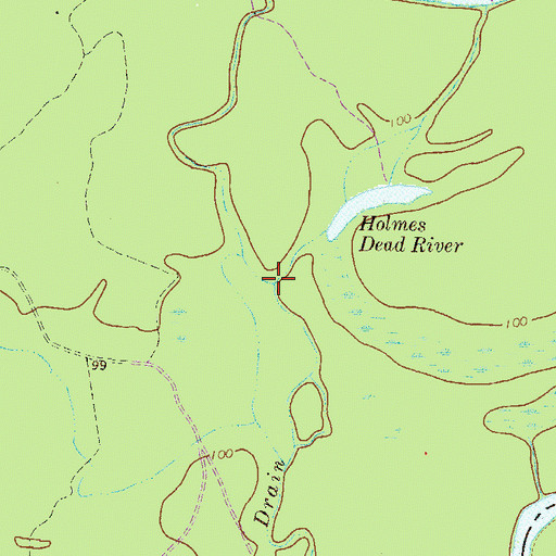 Topographic Map of Holmes Dead River, GA