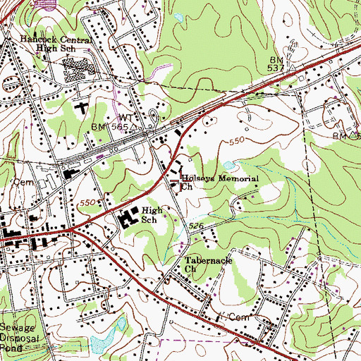 Topographic Map of Holseys Memorial Church, GA