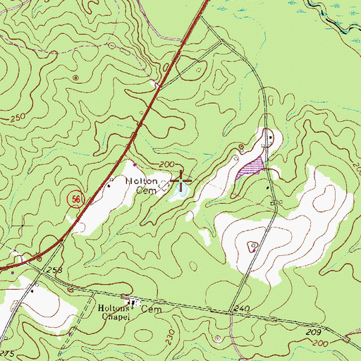 Topographic Map of Holton Cemetery, GA