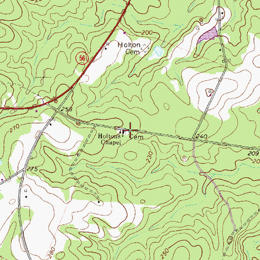 Topographic Map of Holtons Chapel, GA