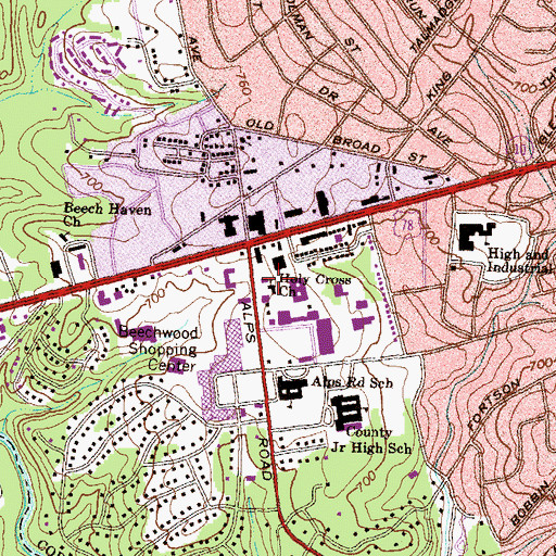 Topographic Map of Holy Cross Church, GA