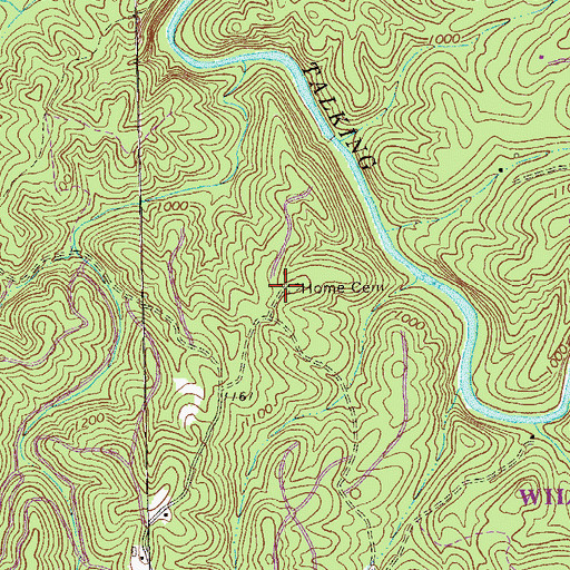 Topographic Map of Home Cemetery, GA