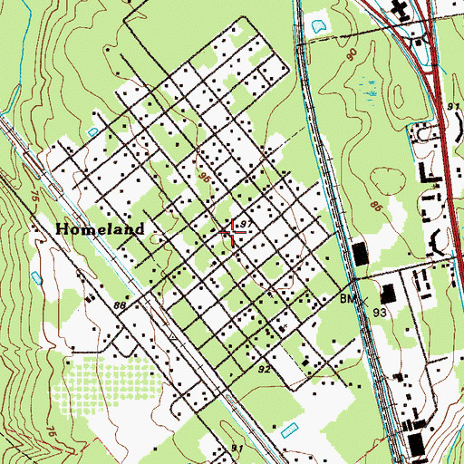 Topographic Map of Homeland, GA