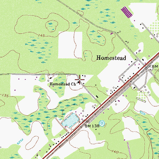 Topographic Map of Homestead Church, GA