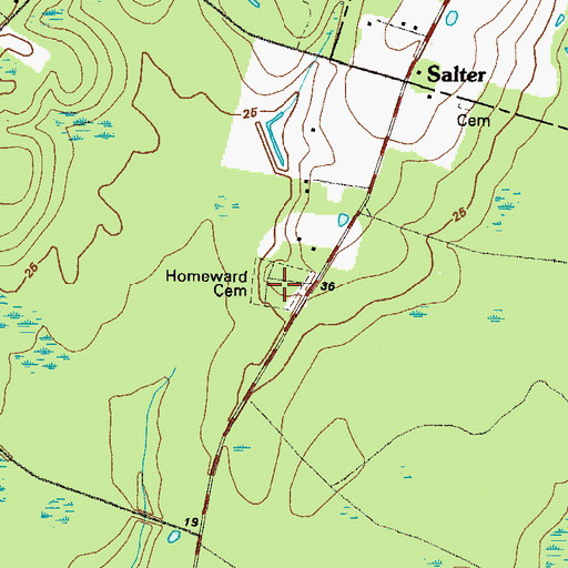 Topographic Map of Homeward Cemetery, GA