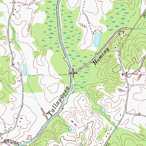 Topographic Map of Hominy Creek, GA