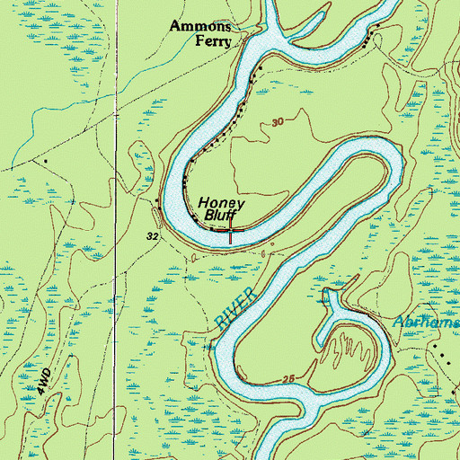 Topographic Map of Honey Bluff, GA