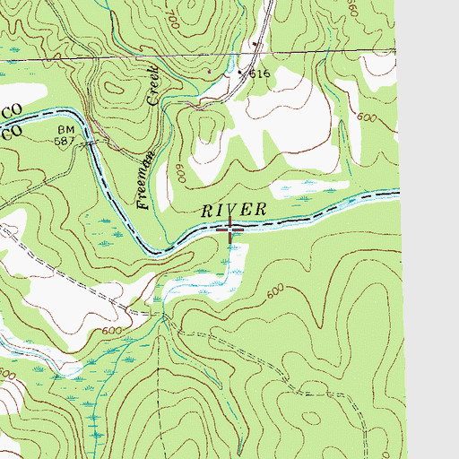Topographic Map of Honey Creek, GA