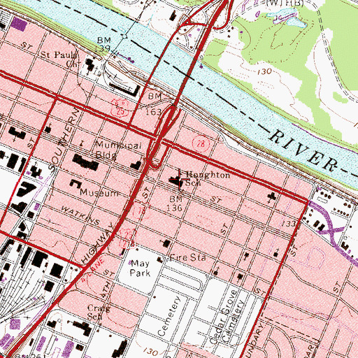 Topographic Map of Honghton School, GA