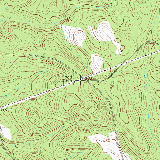 Topographic Map of Hood Cemetery, GA