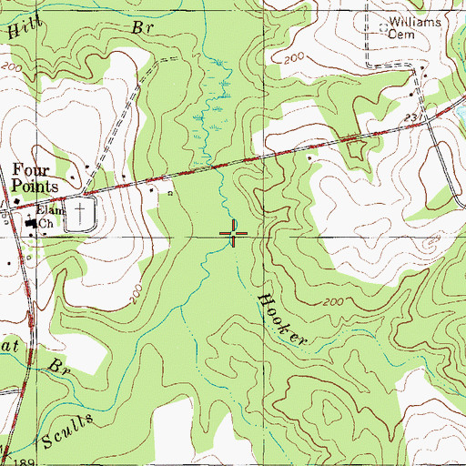 Topographic Map of Hooker Branch, GA