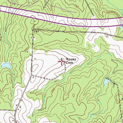 Topographic Map of Hooks Cemetery, GA