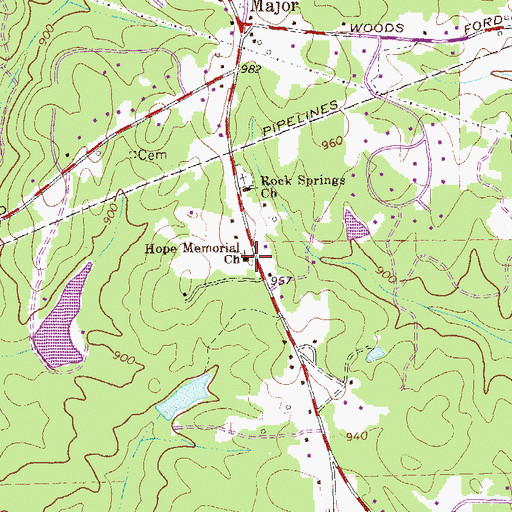Topographic Map of Hope Memorial Baptist Church, GA