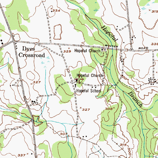 Topographic Map of Hopeful Church, GA