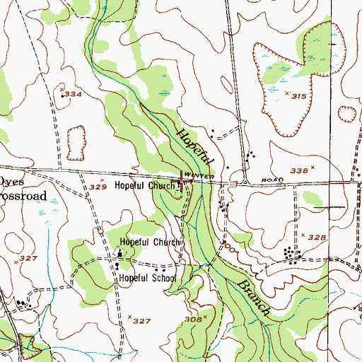 Topographic Map of Hopeful Church, GA